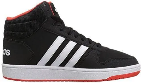 adidas Unisex Hoops 2.0 Basketball Shoe, Black/White/red, 2.5 M US Little Kid