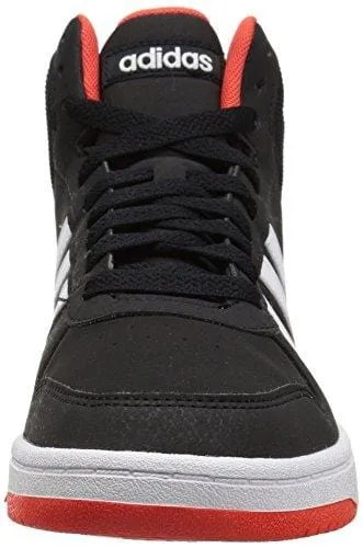 adidas Unisex Hoops 2.0 Basketball Shoe, Black/White/red, 2.5 M US Little Kid