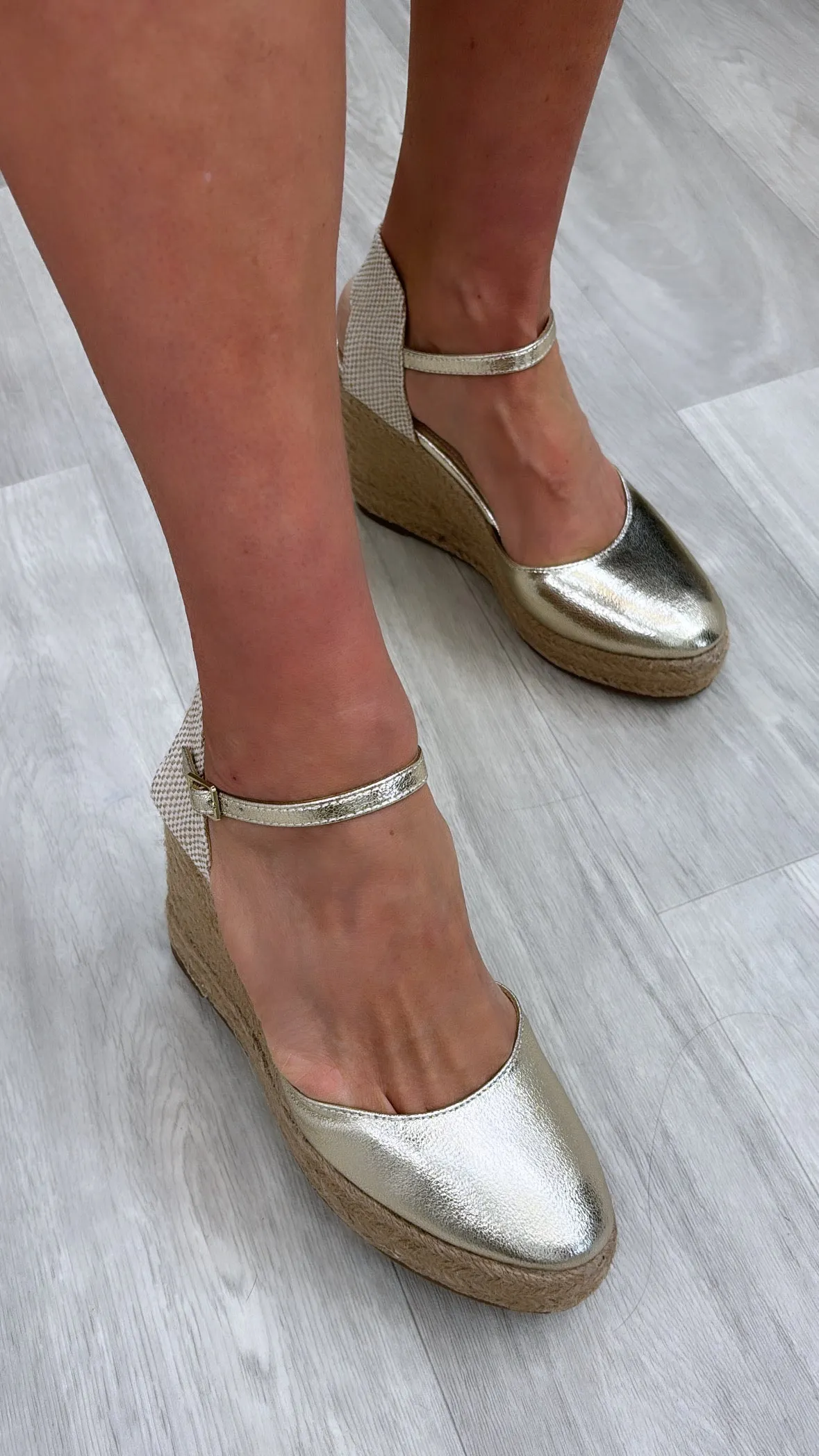 Aishling Gold Wedge Espadrille Sandals