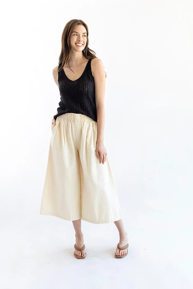 Canvas Pocket Pants with Elastic Waist