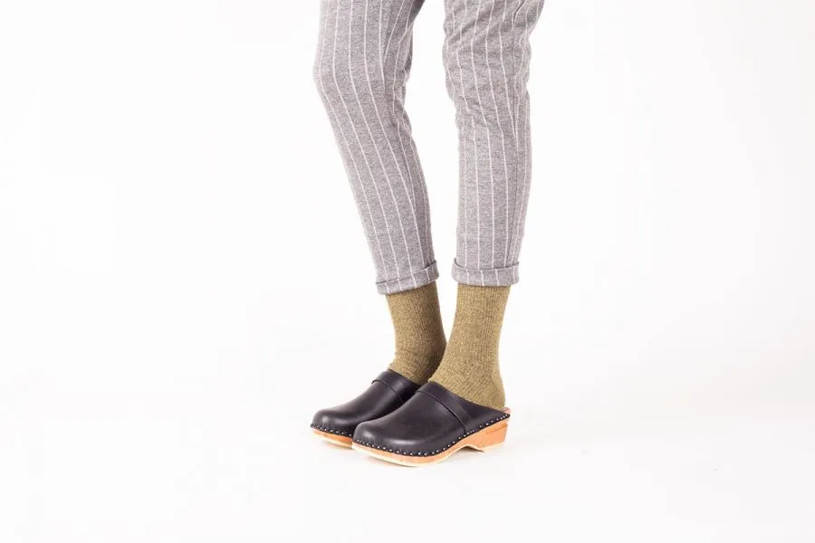Da Vinci Leather Clog - Black