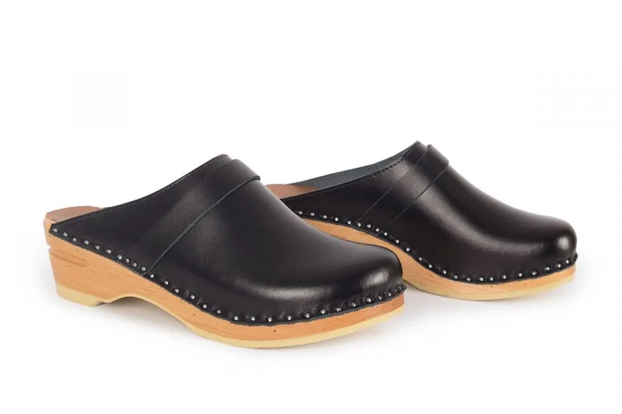 Da Vinci Leather Clog - Black