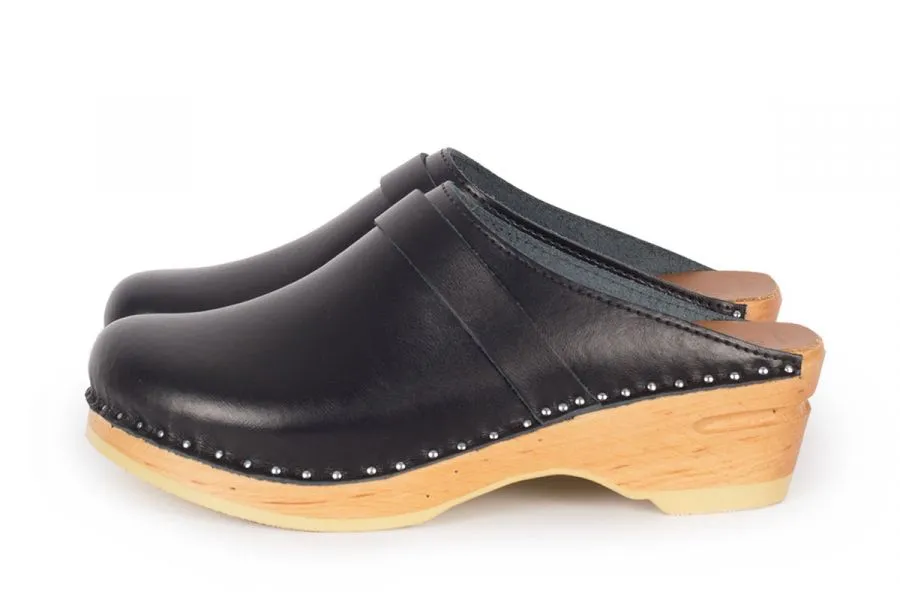 Da Vinci Leather Clog - Black