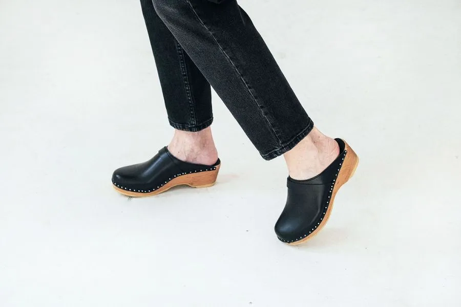 Da Vinci Leather Clog - Black