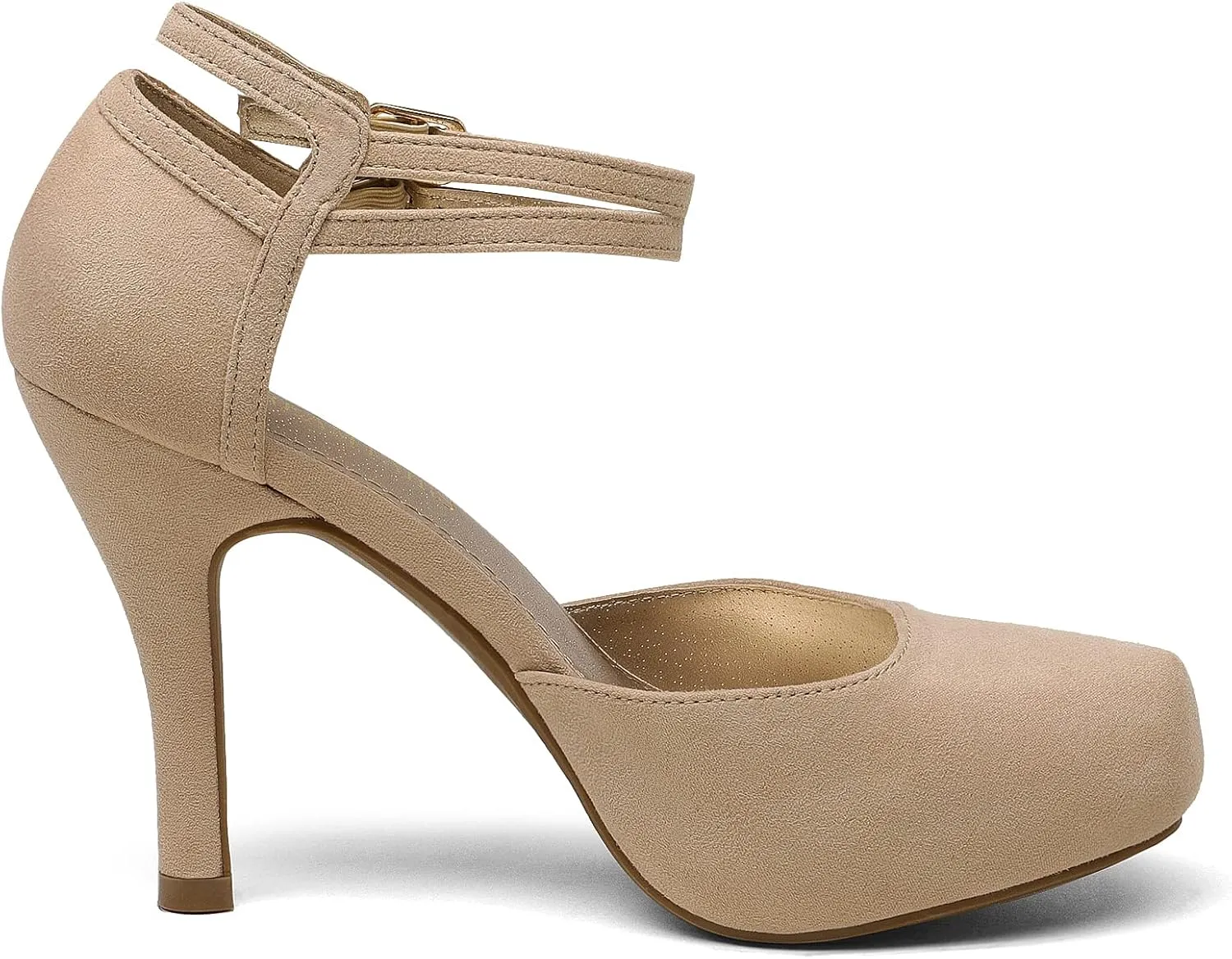 DREAM PAIRS Office-02 Women's Classy Mary Jane Double Ankle Strap Almond Toe High Heel Pumps