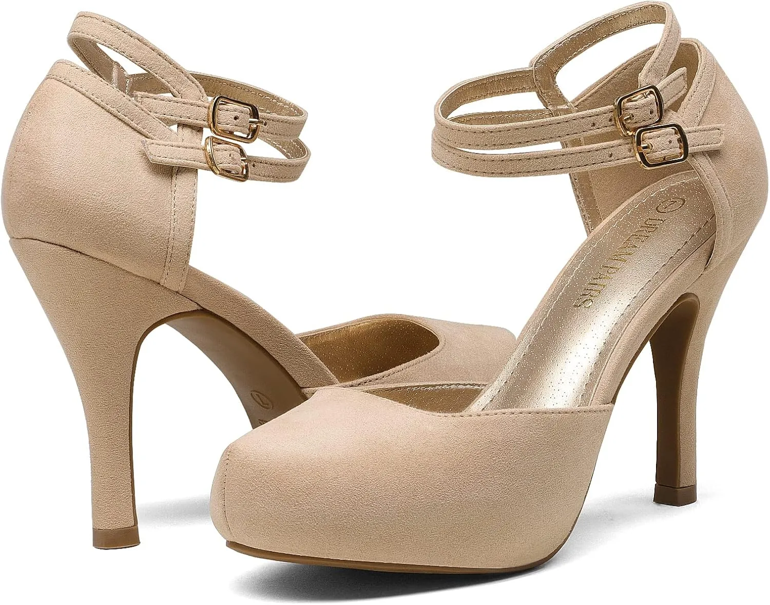 DREAM PAIRS Office-02 Women's Classy Mary Jane Double Ankle Strap Almond Toe High Heel Pumps
