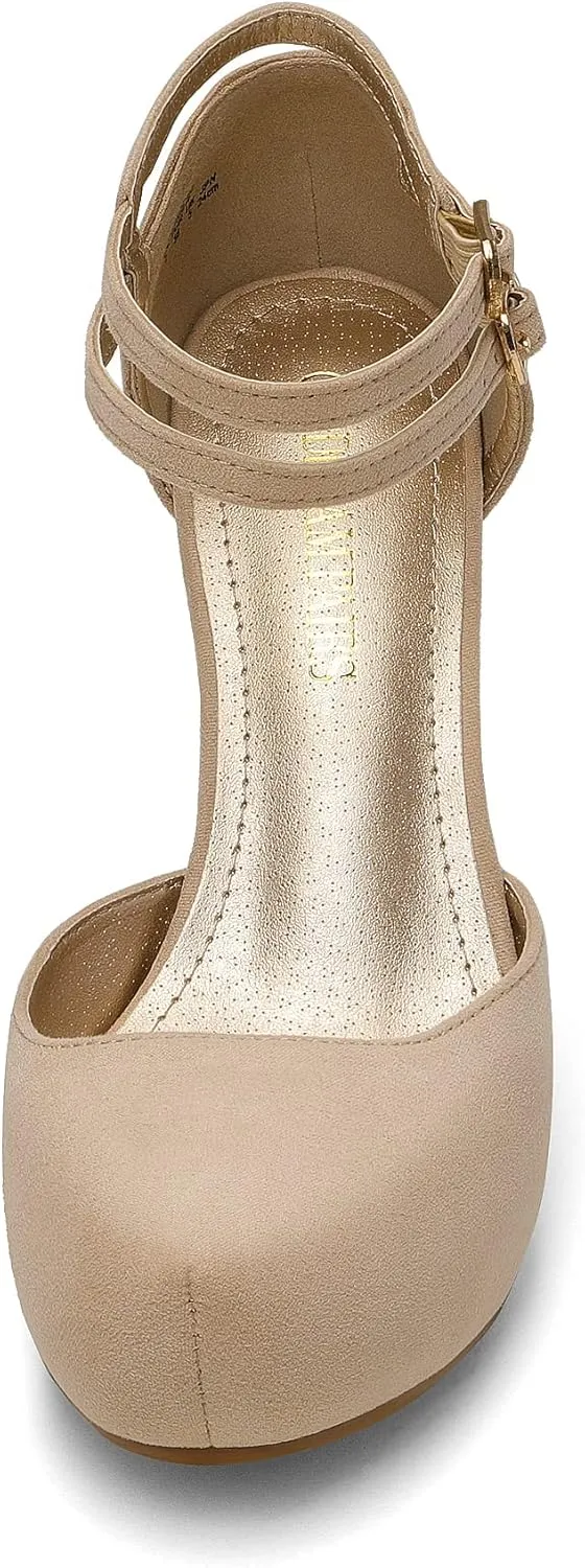 DREAM PAIRS Office-02 Women's Classy Mary Jane Double Ankle Strap Almond Toe High Heel Pumps