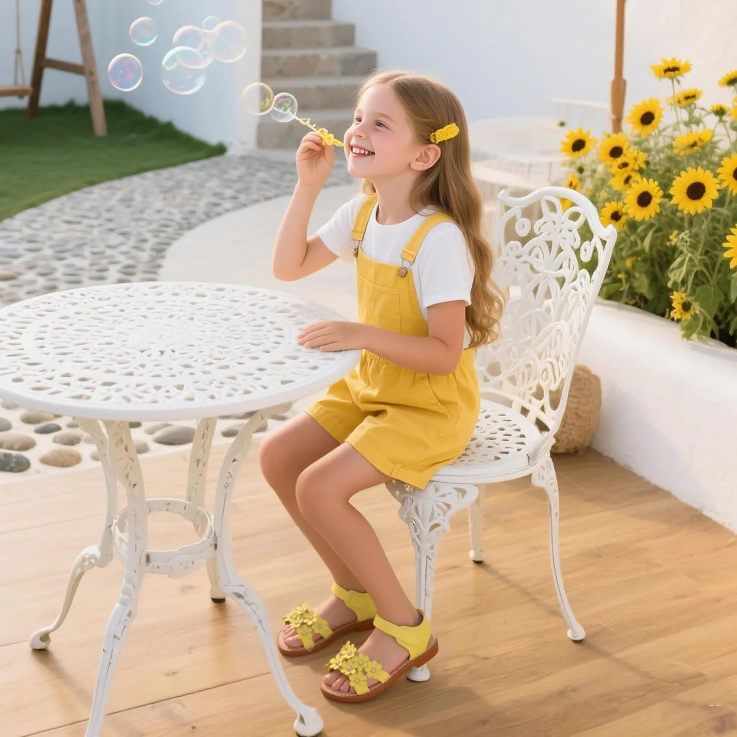 Flaryzone Toddler Little Girls Glitter Flower Open-Toe Flat Dress Sandals Summer Shoes