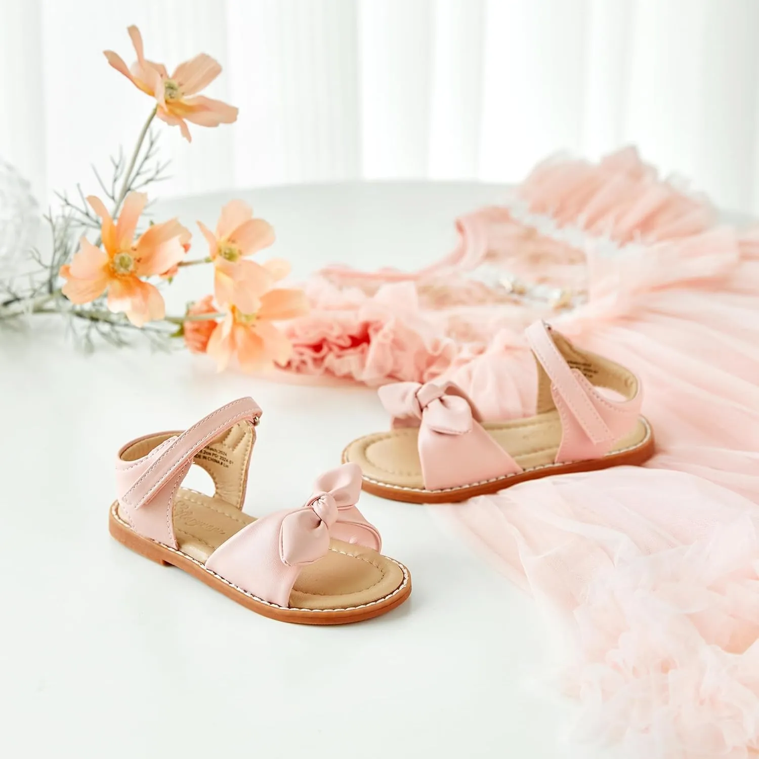 Flaryzone Toddler Little Girls Glitter Flower Open-Toe Flat Dress Sandals Summer Shoes