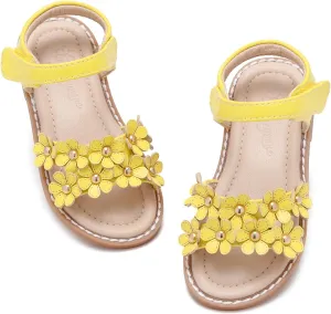 Flaryzone Toddler Little Girls Glitter Flower Open-Toe Flat Dress Sandals Summer Shoes