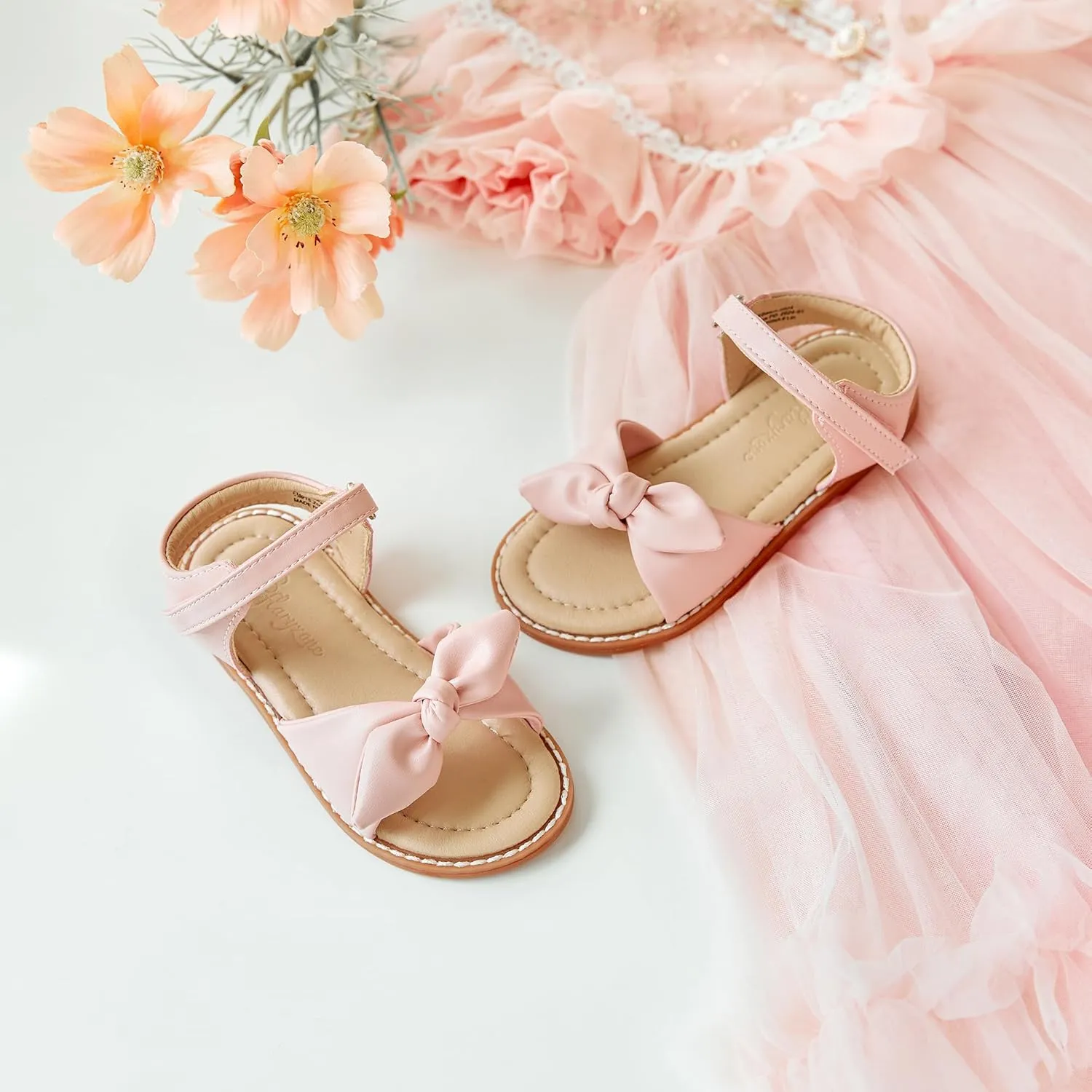 Flaryzone Toddler Little Girls Glitter Flower Open-Toe Flat Dress Sandals Summer Shoes