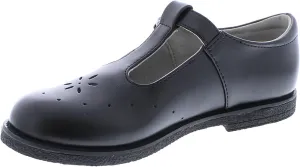 FOOTMATES Sherry BTS Leather T-Strap Mary Jane Flats Girls Dress Shoes with Wide Toe Box and Custom-Fit Insoles, Non-Marking Outsoles - for Little Kids and Big Kids, Ages 4-12