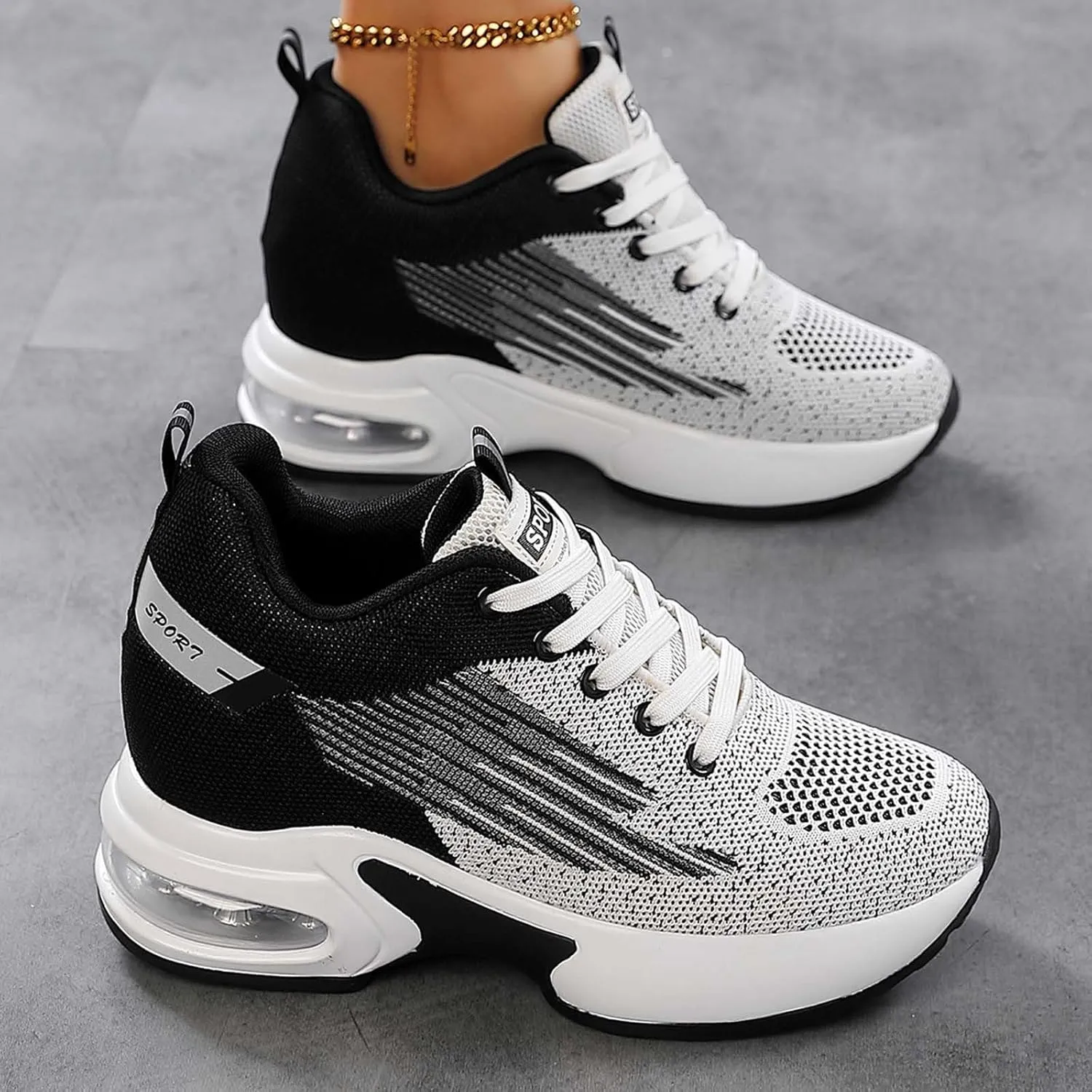 Ladies Shoes Casual Shoes Lightweight Breathable Fashion Versatile Mountaineering Lace Up Sports Shoes