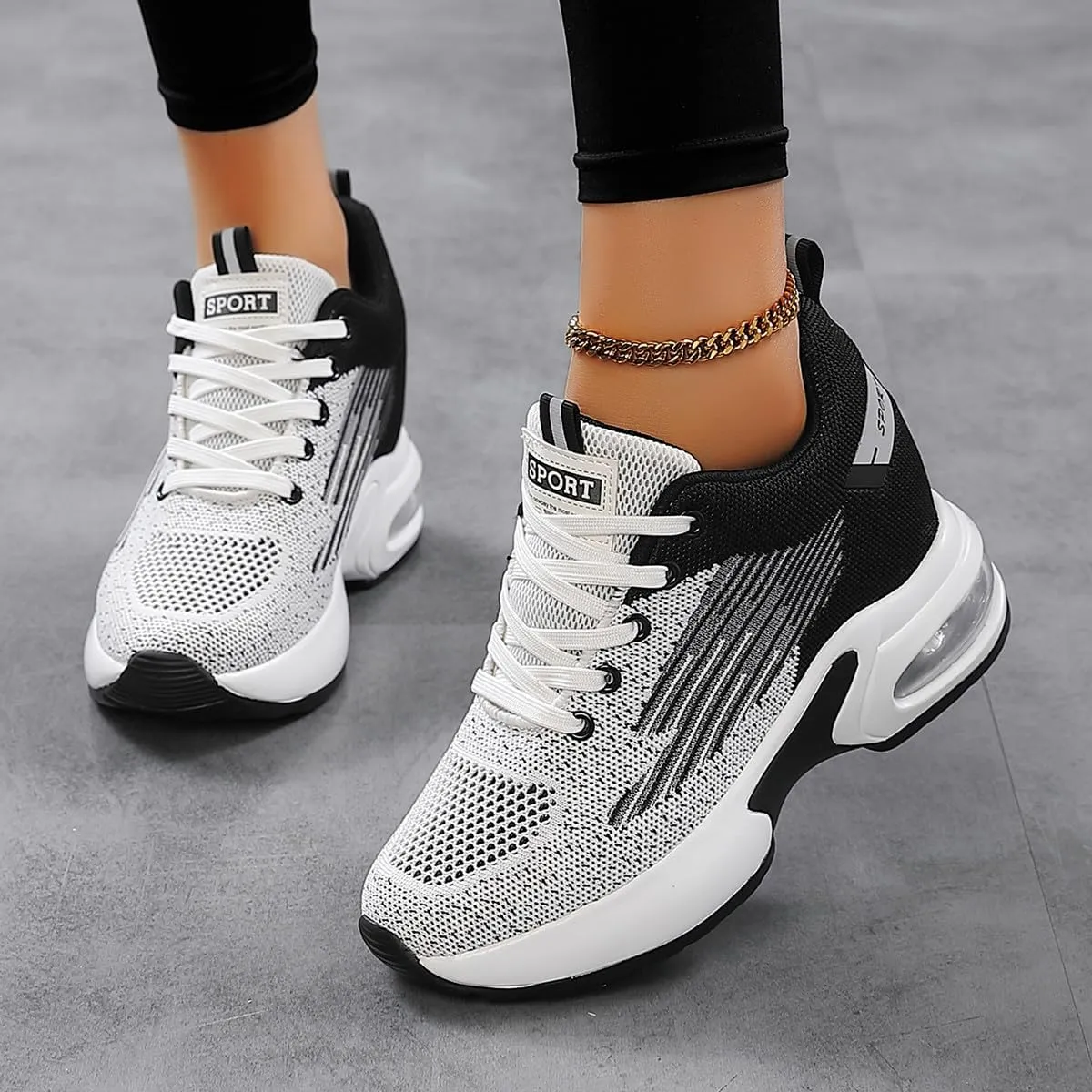 Ladies Shoes Casual Shoes Lightweight Breathable Fashion Versatile Mountaineering Lace Up Sports Shoes