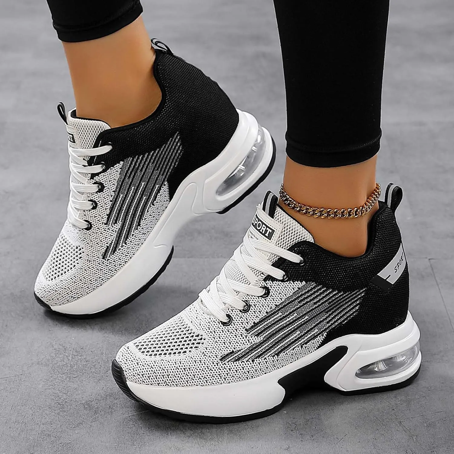 Ladies Shoes Casual Shoes Lightweight Breathable Fashion Versatile Mountaineering Lace Up Sports Shoes