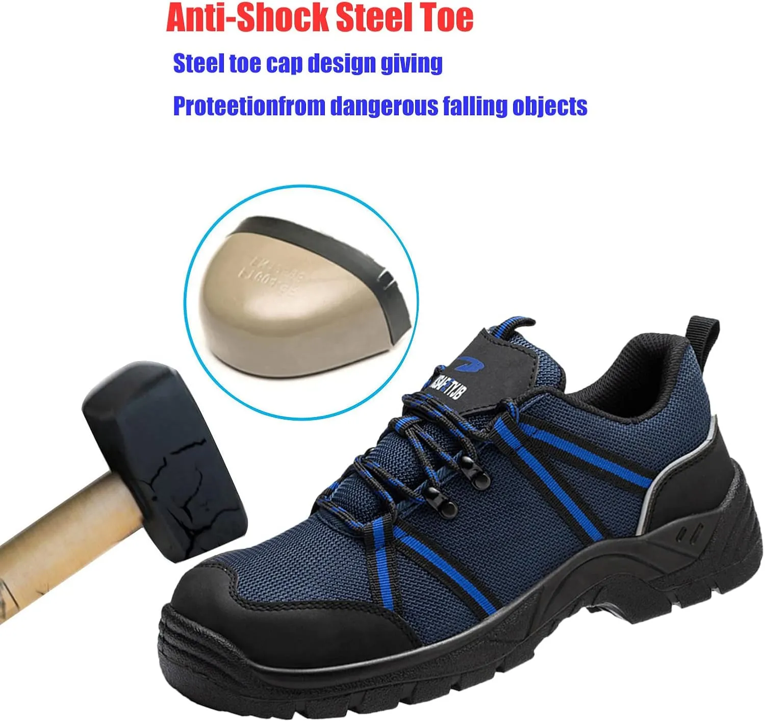 Lightweight Work Safety Sneakers,Work Shoes Provides a Comfortable, Breathable, Long-Term Foot Experience with Flying Woven Upper Material,