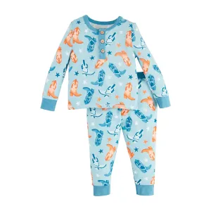 Mud Pie Cowboy Boots Pajama Set