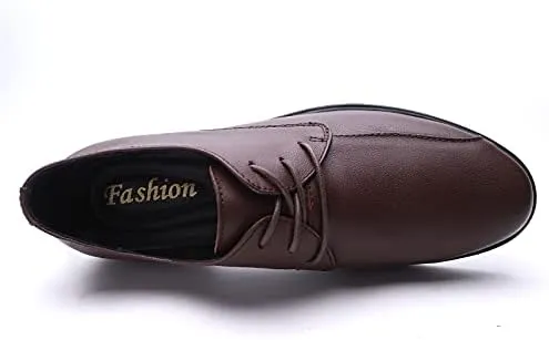 MWX Men's Leather Shoes Lace-Up Dress Comfort Formal Oxford Casual Flats Business Walking Shoes for Men