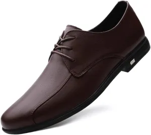 MWX Men's Leather Shoes Lace-Up Dress Comfort Formal Oxford Casual Flats Business Walking Shoes for Men