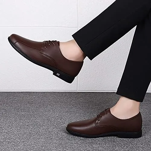 MWX Men's Leather Shoes Lace-Up Dress Comfort Formal Oxford Casual Flats Business Walking Shoes for Men
