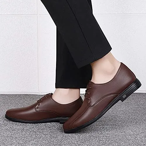 MWX Men's Leather Shoes Lace-Up Dress Comfort Formal Oxford Casual Flats Business Walking Shoes for Men