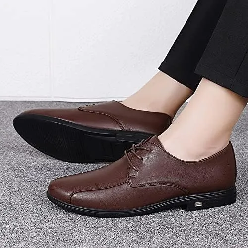MWX Men's Leather Shoes Lace-Up Dress Comfort Formal Oxford Casual Flats Business Walking Shoes for Men