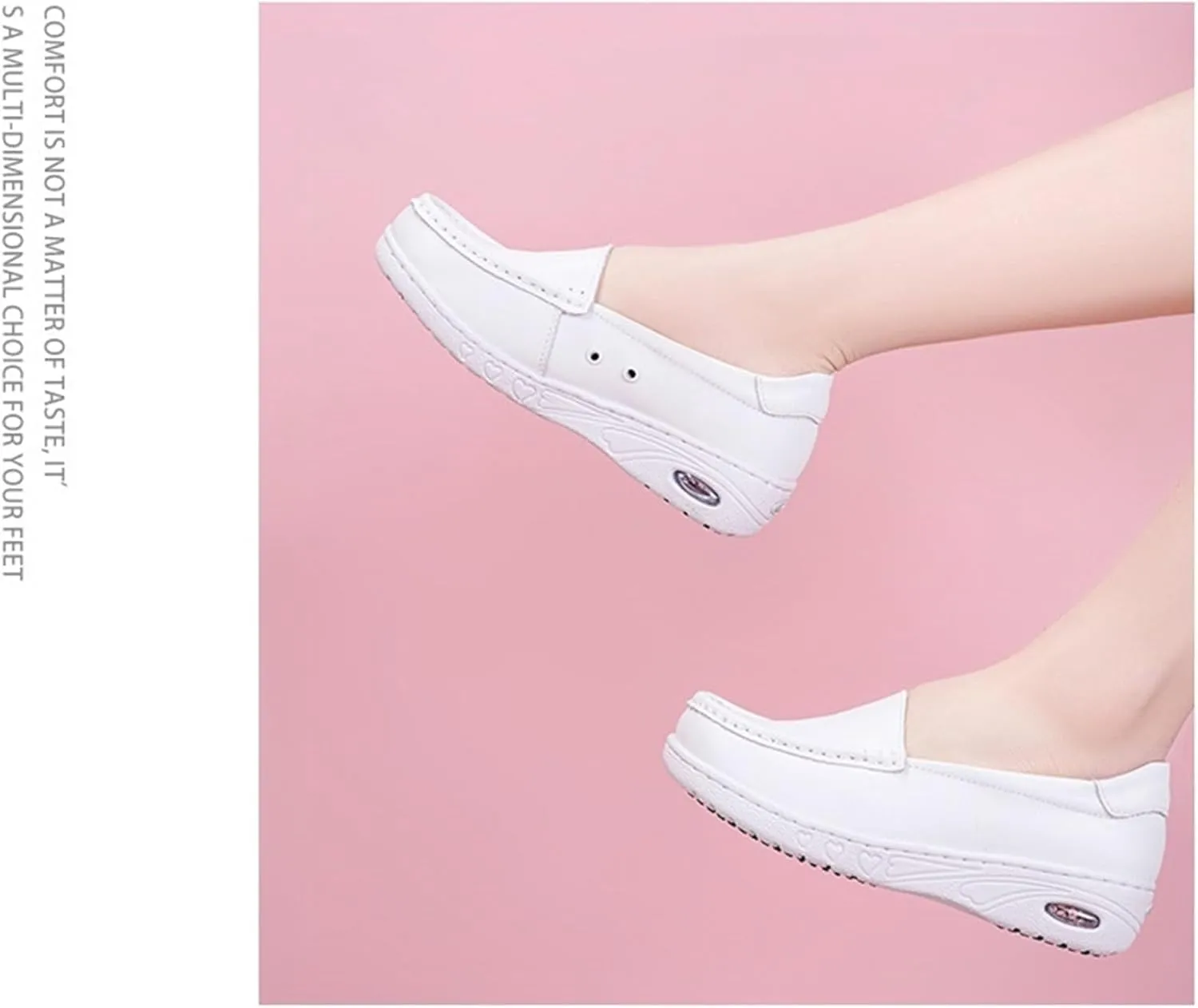 Nurse Shoes for Women, Slip On Lightweight White Slip Resistant Work Arch Support Dress Shoes Healthcare Comfort