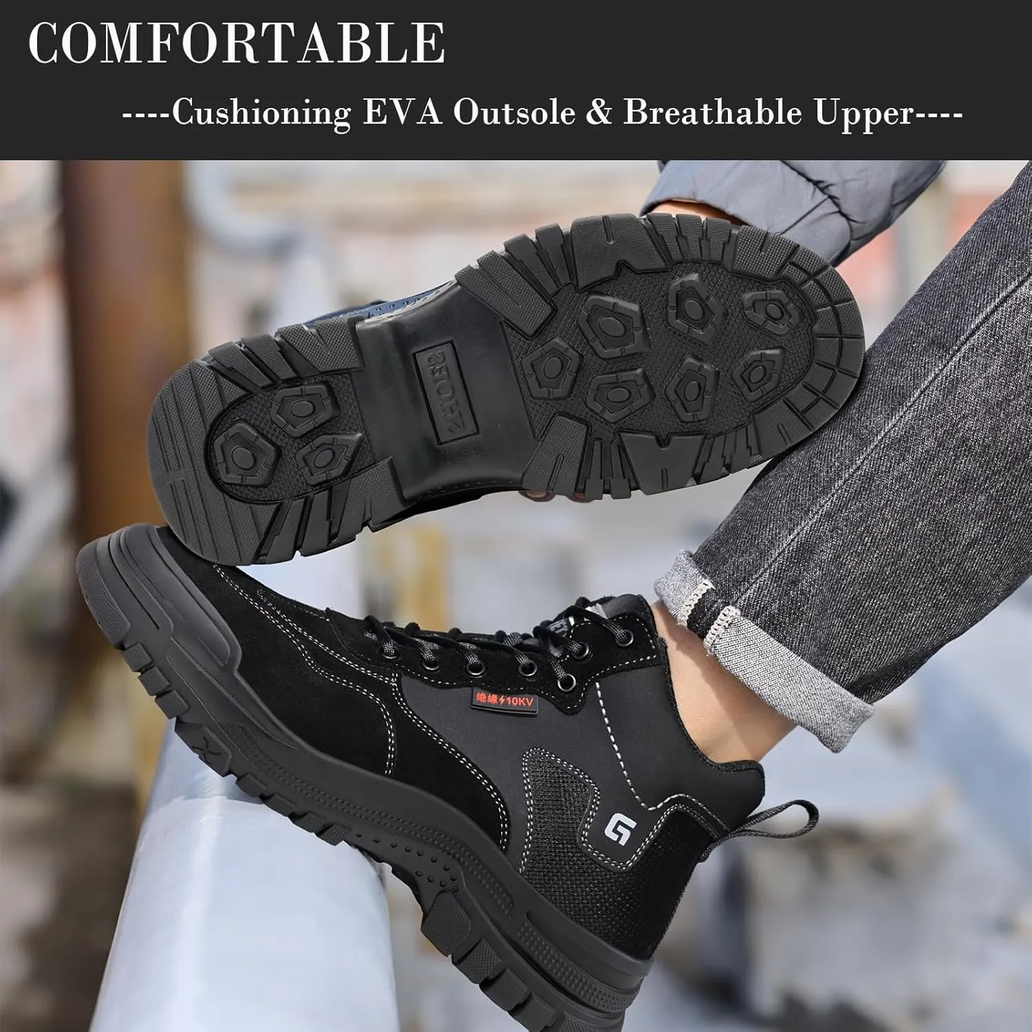 Nutropa Welding Work Boots for Men Composite Toe Safety Boots Non Slip Steel Toe Work Shoes Lightweight Construction Welder Boots