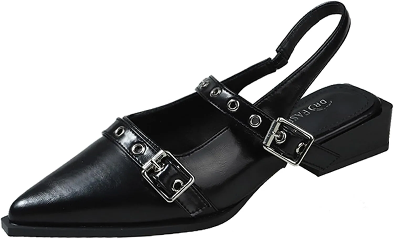 Optigard Slingback Buckle Flats for Women Closed Pointed Toe Low Heel Ballet Shoes Slip On Comfortable Dress Shoes