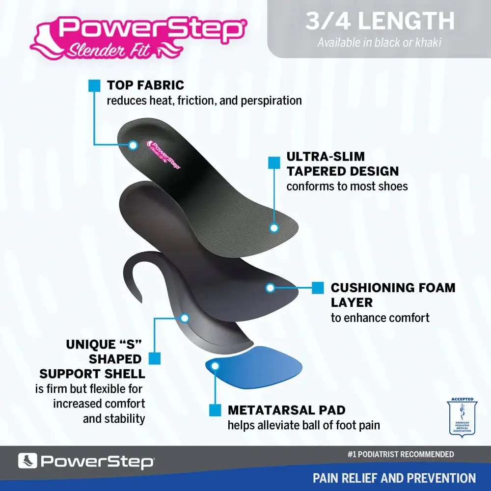PowerStep SlenderFit 3/4 Insoles  Comfort for Fashion Shoes