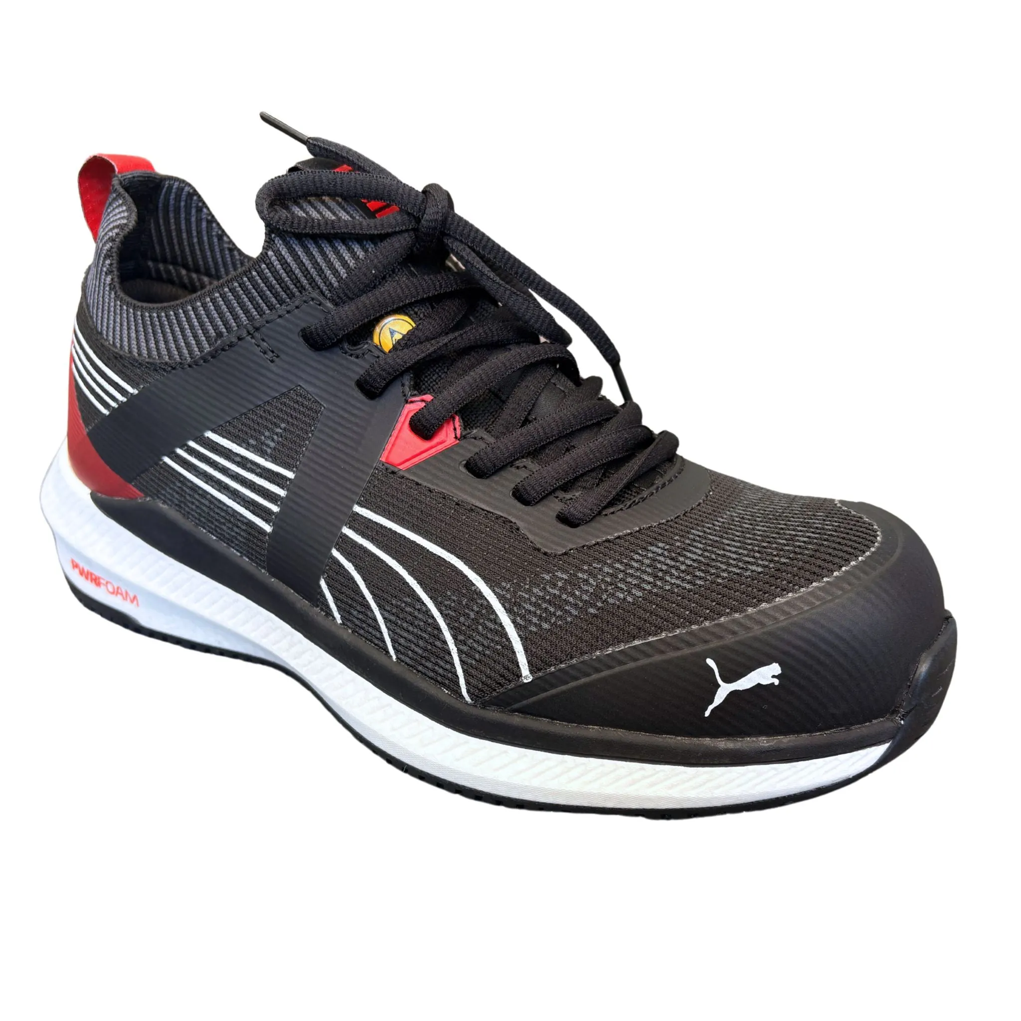 Puma Men's 645165 Turbo Black Red Low Safety Toe Metal Free Work Shoes