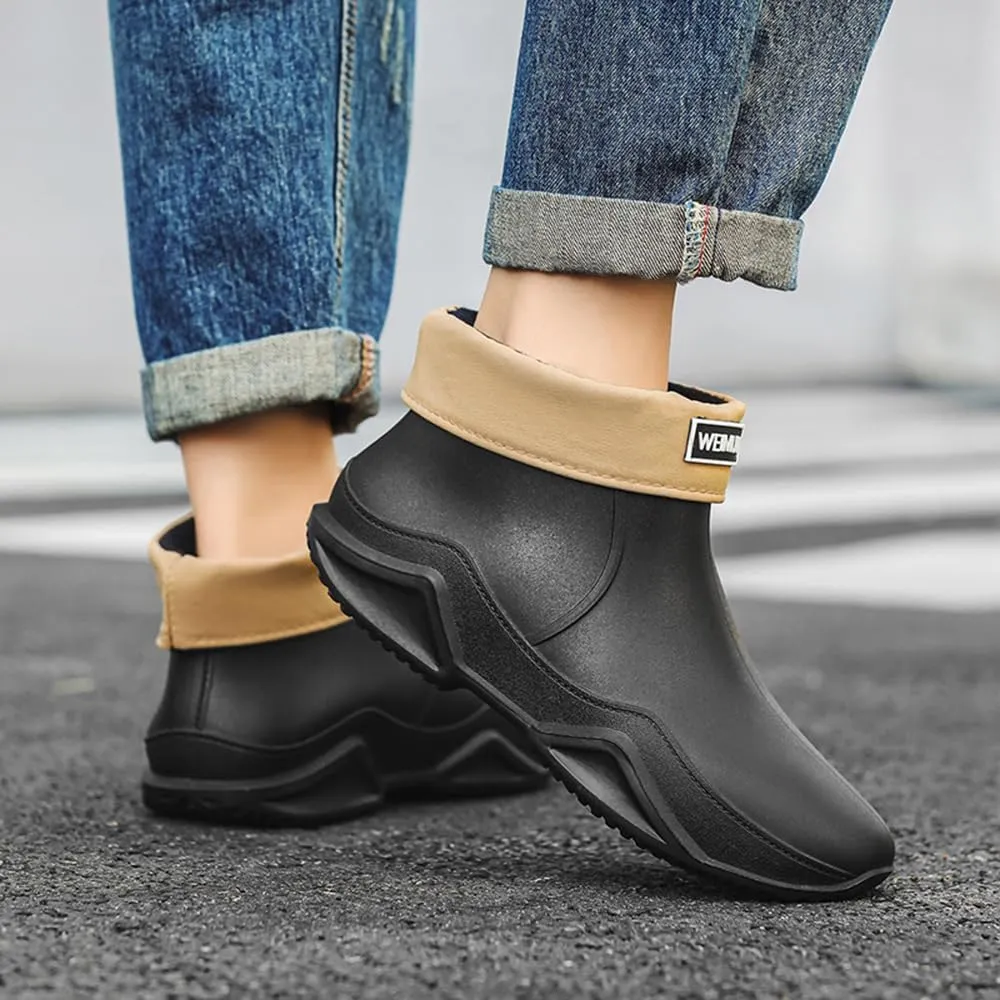 Rojeam Womens Mens Rain Boots Waterproof Rubber Chelsea Shoes Outdoor Walking Water Shoes Ankle Boots