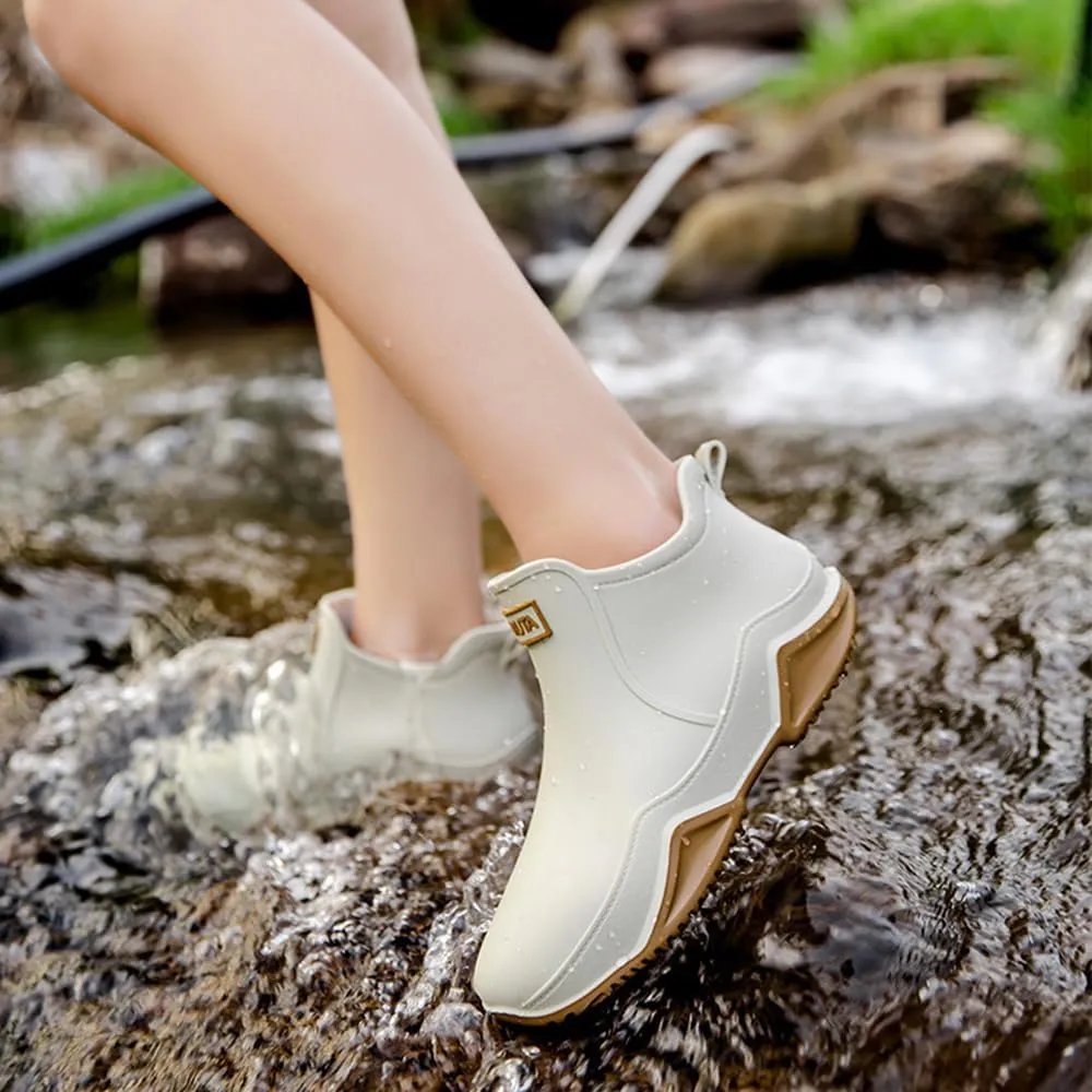 Rojeam Womens Mens Rain Boots Waterproof Rubber Chelsea Shoes Outdoor Walking Water Shoes Ankle Boots