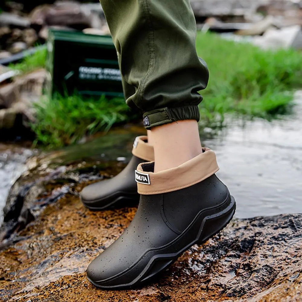 Rojeam Womens Mens Rain Boots Waterproof Rubber Chelsea Shoes Outdoor Walking Water Shoes Ankle Boots