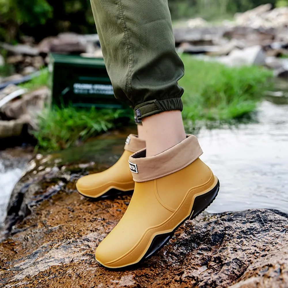 Rojeam Womens Mens Rain Boots Waterproof Rubber Chelsea Shoes Outdoor Walking Water Shoes Ankle Boots