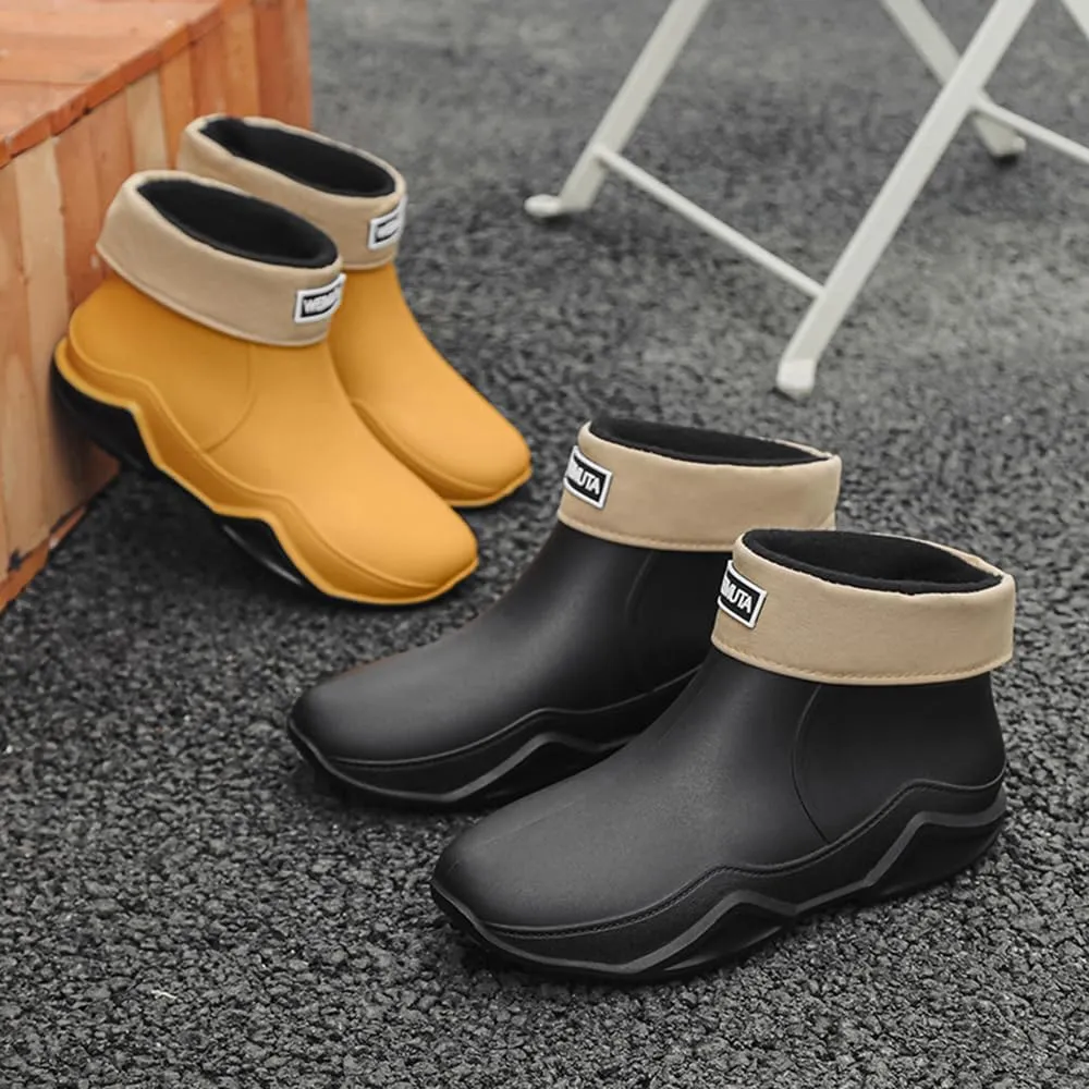 Rojeam Womens Mens Rain Boots Waterproof Rubber Chelsea Shoes Outdoor Walking Water Shoes Ankle Boots
