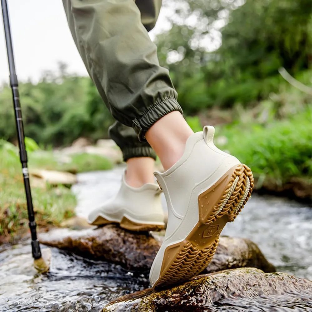 Rojeam Womens Mens Rain Boots Waterproof Rubber Chelsea Shoes Outdoor Walking Water Shoes Ankle Boots
