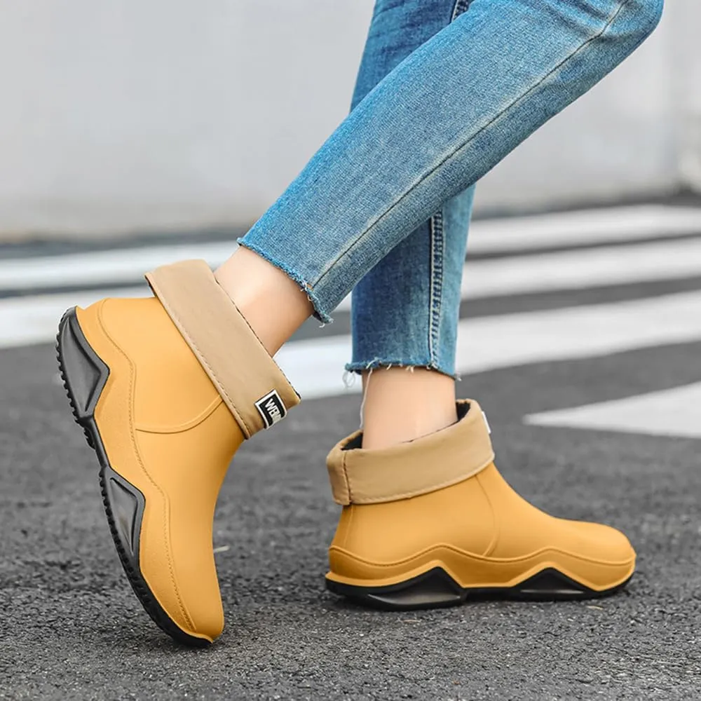 Rojeam Womens Mens Rain Boots Waterproof Rubber Chelsea Shoes Outdoor Walking Water Shoes Ankle Boots