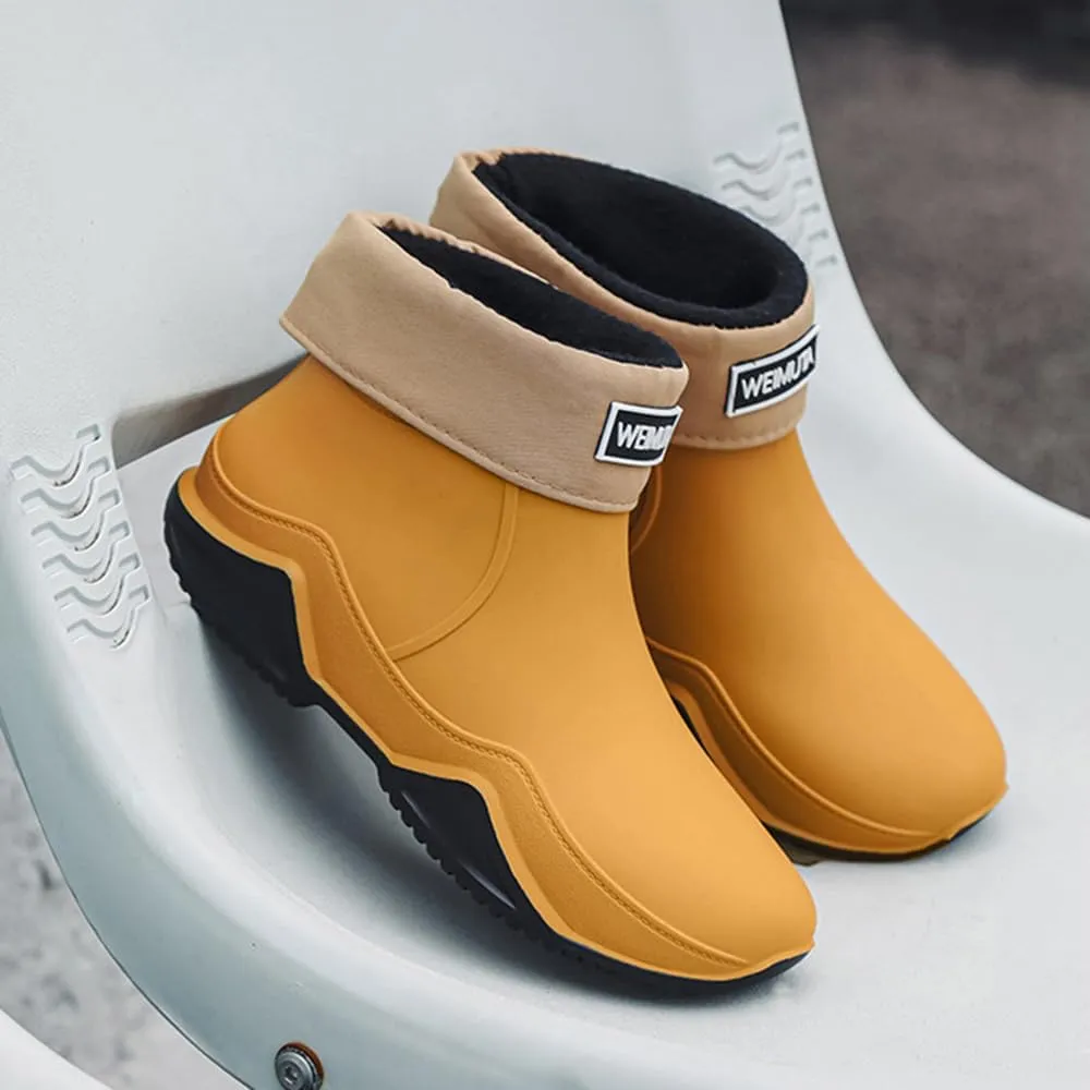 Rojeam Womens Mens Rain Boots Waterproof Rubber Chelsea Shoes Outdoor Walking Water Shoes Ankle Boots