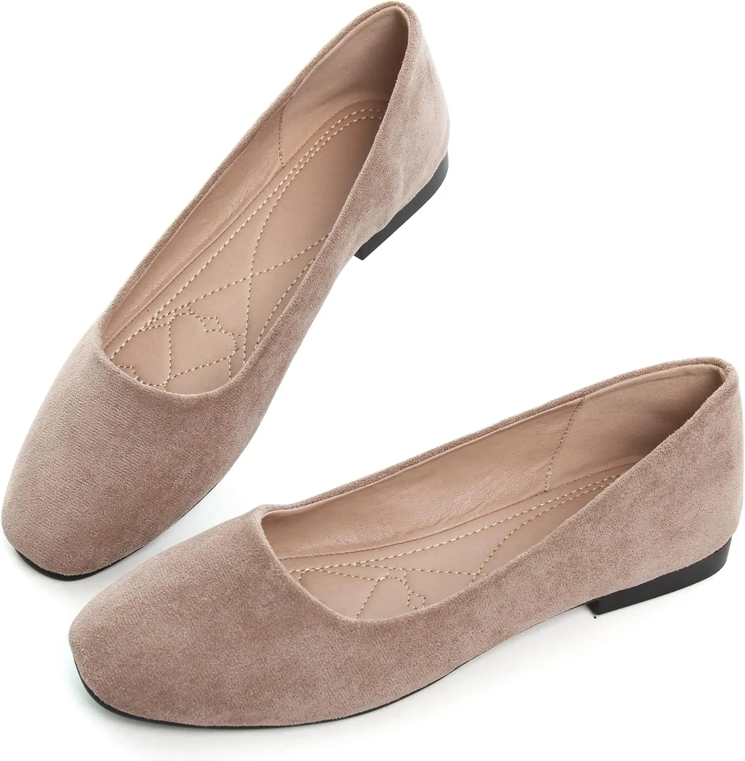 SAILING LU Women's Solid Color Round Toe Ballet Shoes Comfort Flats Shoes Dressy Slip On Walking Loafers