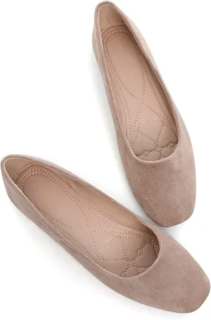 SAILING LU Women's Solid Color Round Toe Ballet Shoes Comfort Flats Shoes Dressy Slip On Walking Loafers