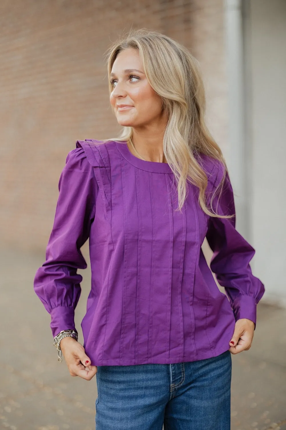 Shyla Deep Purple Long Sleeve Blouse by Maude (XS-XL)