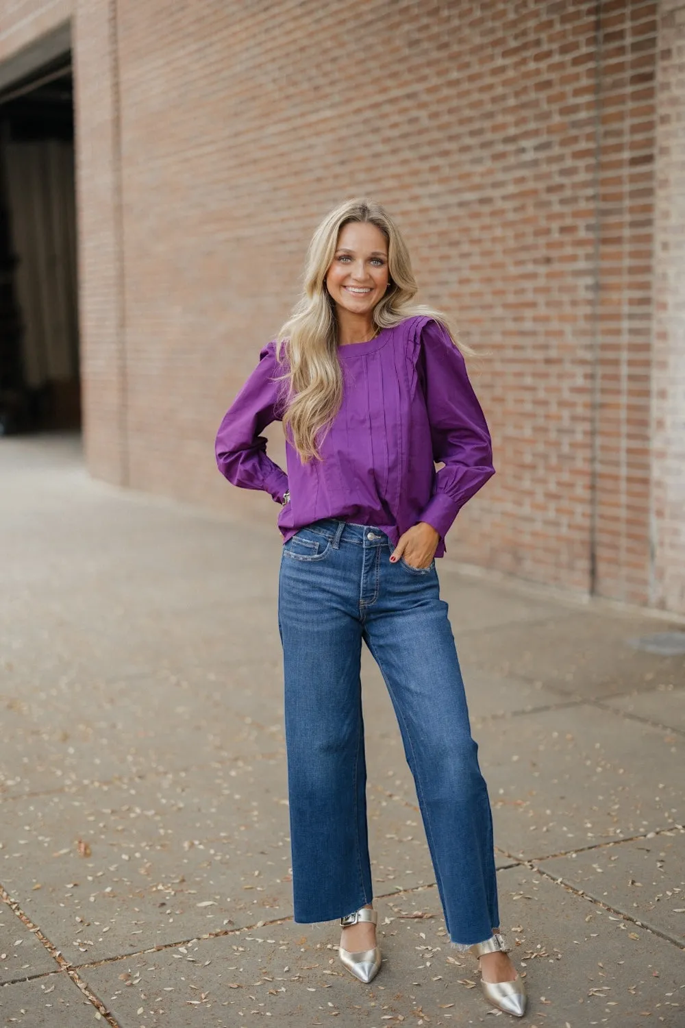 Shyla Deep Purple Long Sleeve Blouse by Maude (XS-XL)
