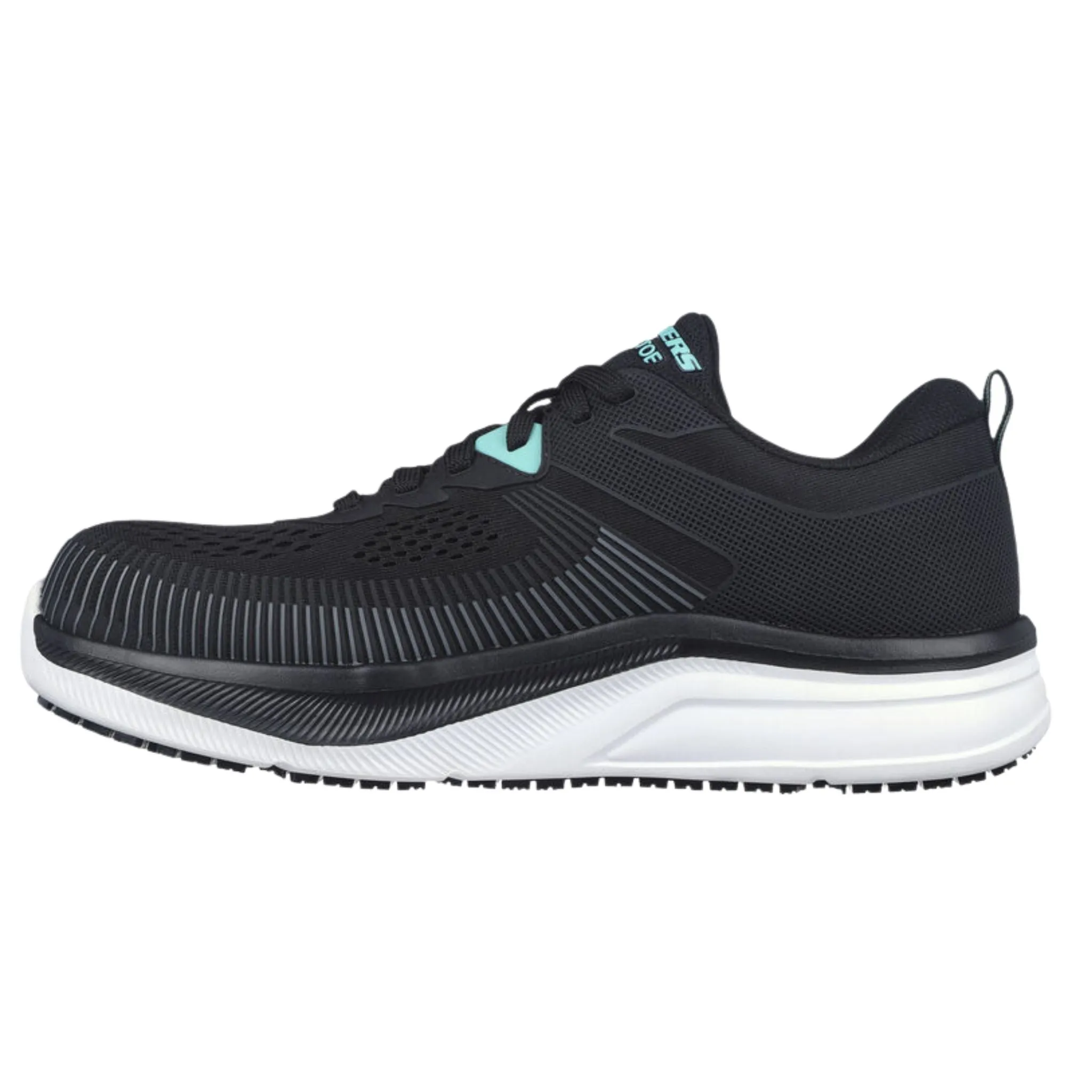 Skechers Men's 200199 Jevion Black White Safety Toe Metal Free Work Shoes