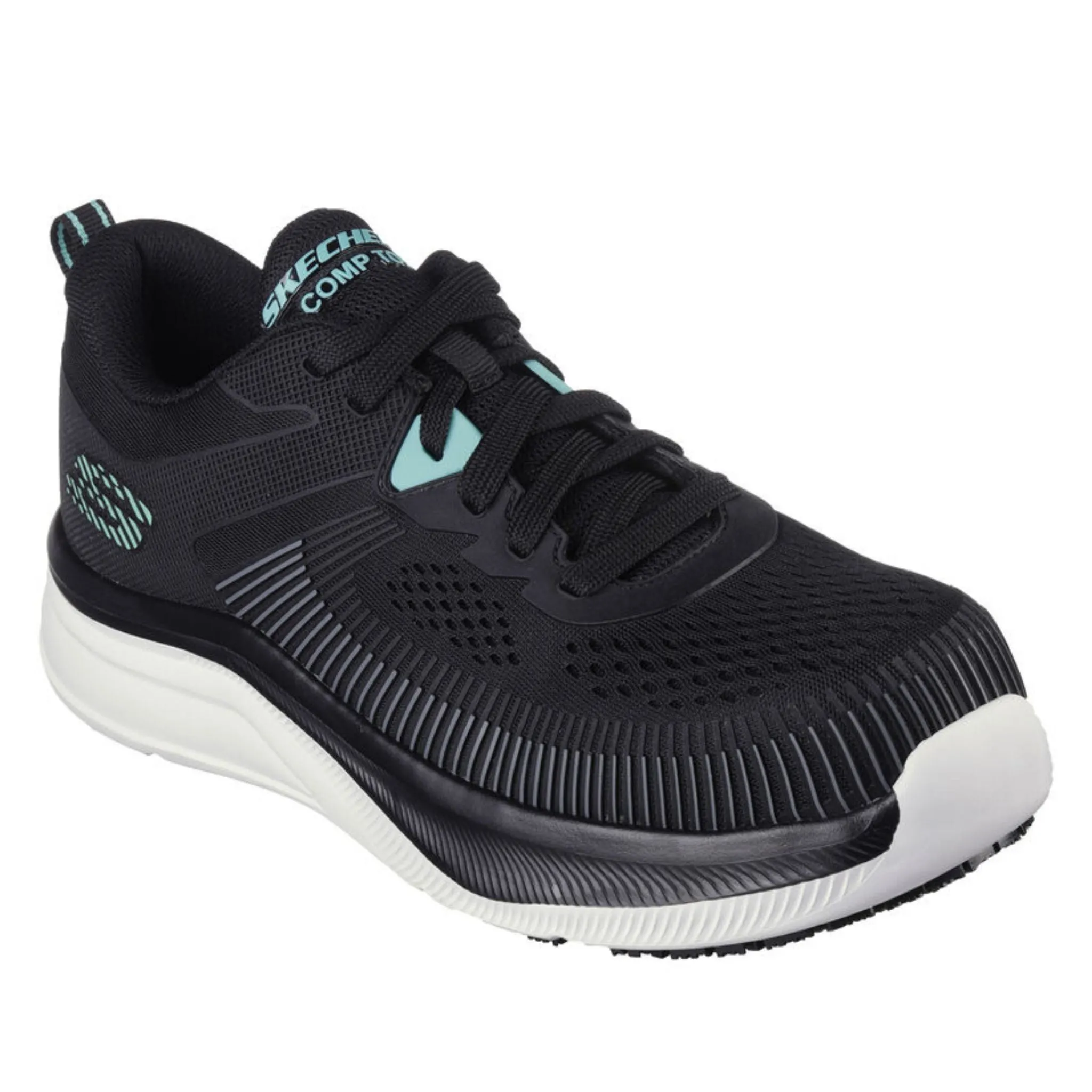 Skechers Men's 200199 Jevion Black White Safety Toe Metal Free Work Shoes