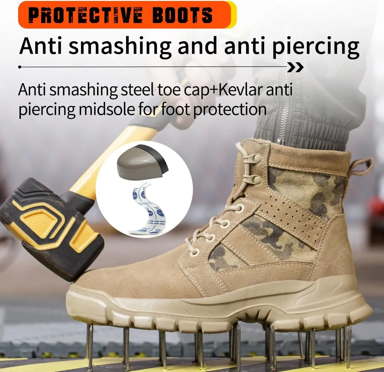 Steel Toe Boots for Men Women Lightweight Safety Boots Indestructible Construction Steel Toe Shoes for Men Composite Toe Boots