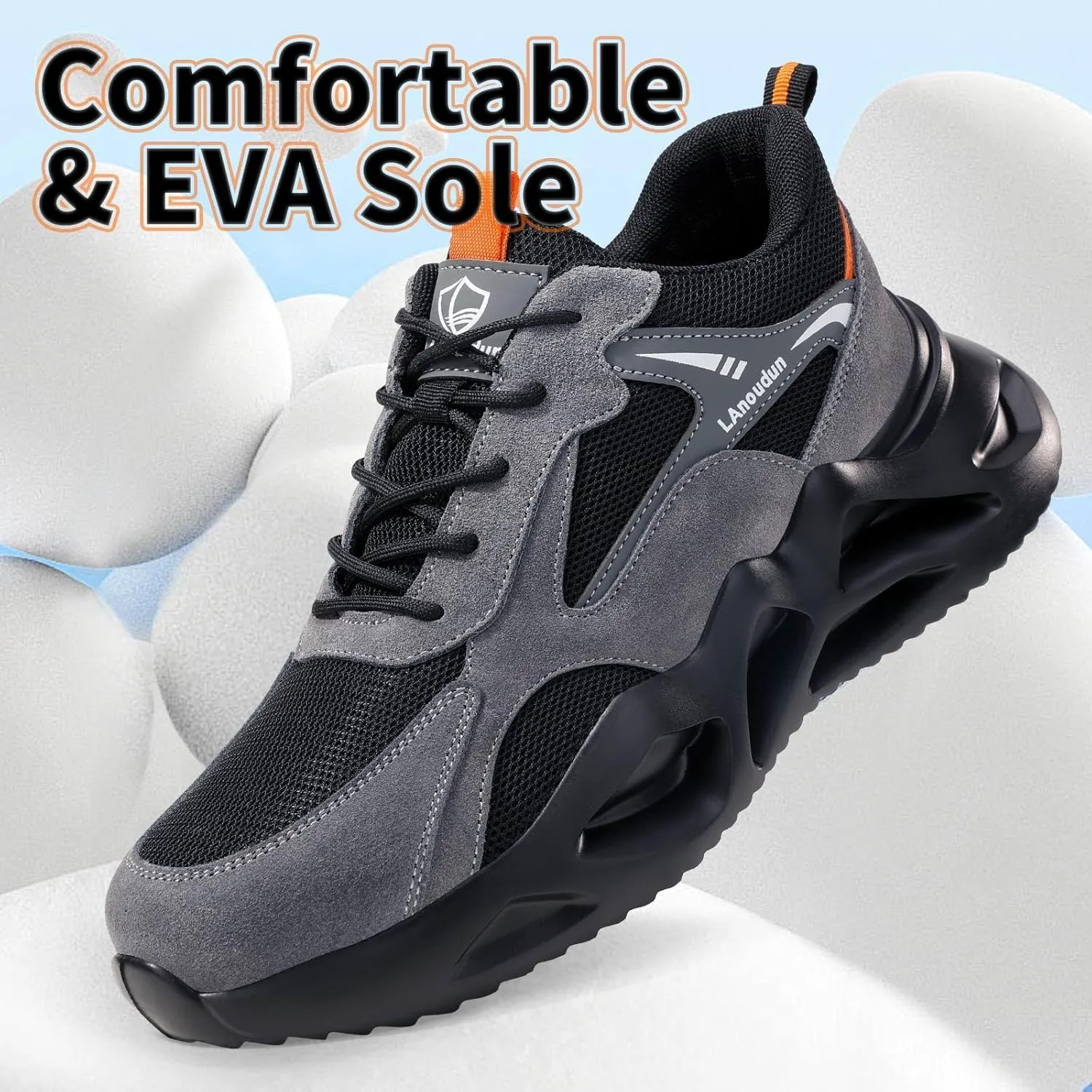 Steel Toe Shoes for Men Women Lightweight Work Shoes Comfortable Steel Toe Sneakers Indestructible Safety Sneakers Construction Tennis Shoe Smash Puncture Proof Unisex