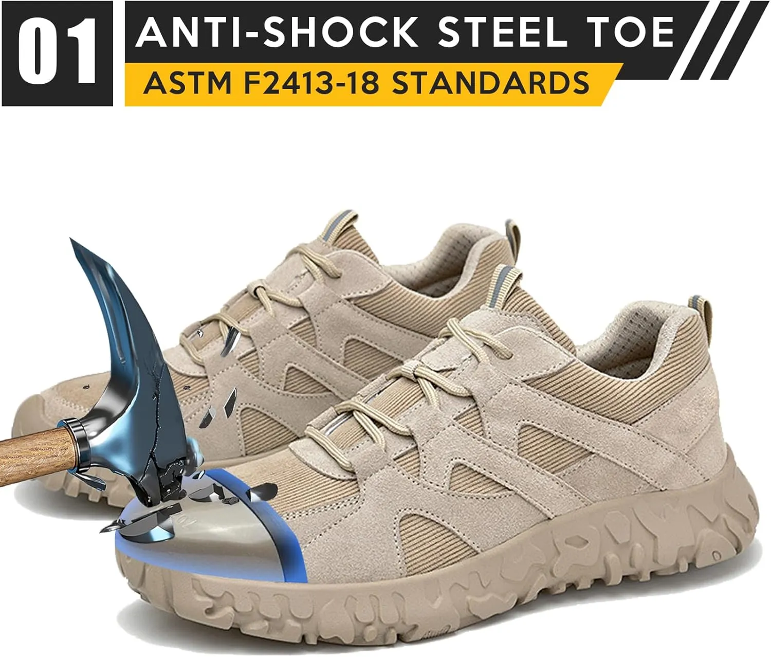 Steel Toe Shoes for Women  Lightweight Safety Work Shoes with Impact & Puncture Resistance for Protection