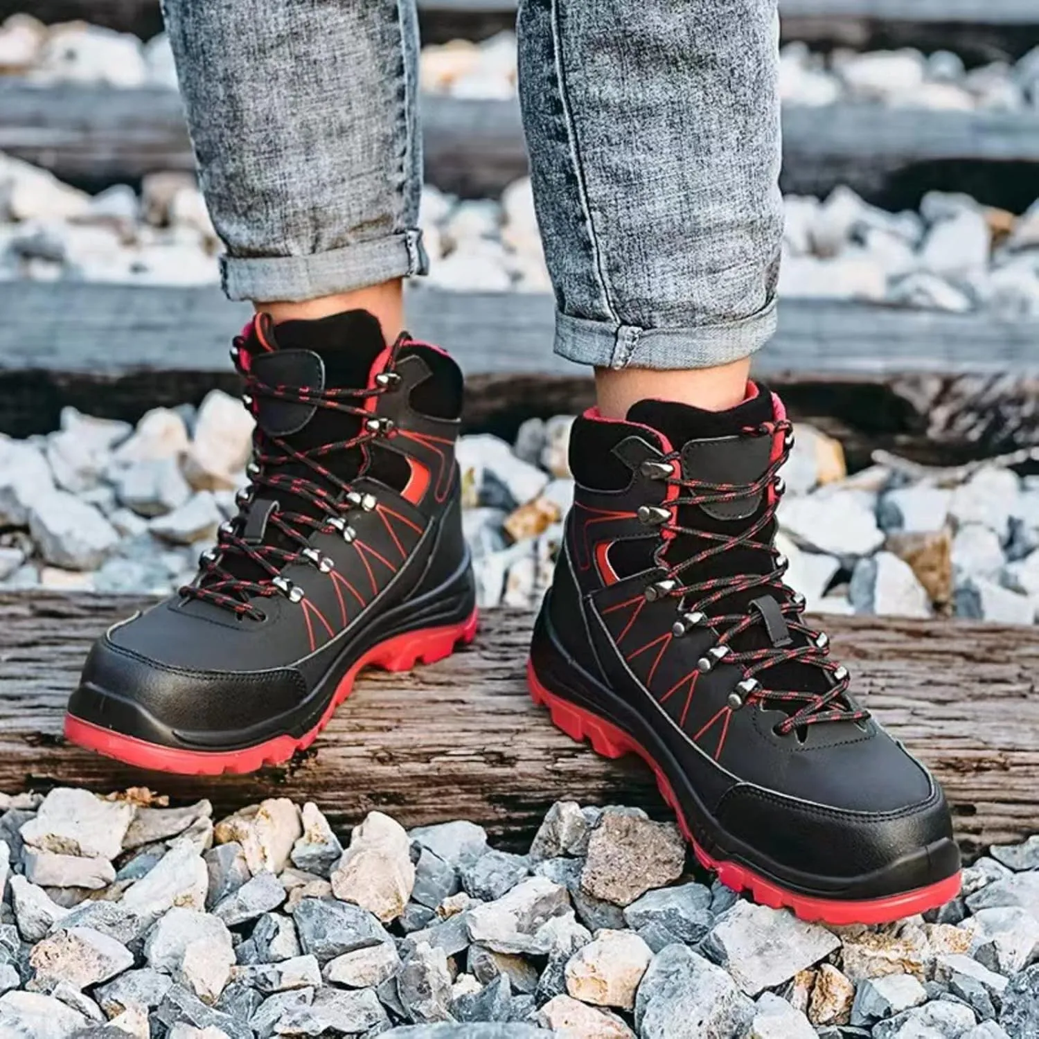 Steel Toe Work Boots for Women Waterproof Lightweight Slip-on Safety Shoes Industrial Construction Outdoor Sneakers