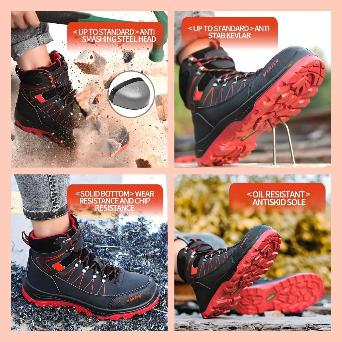 Steel Toe Work Boots for Women Waterproof Lightweight Slip-on Safety Shoes Industrial Construction Outdoor Sneakers